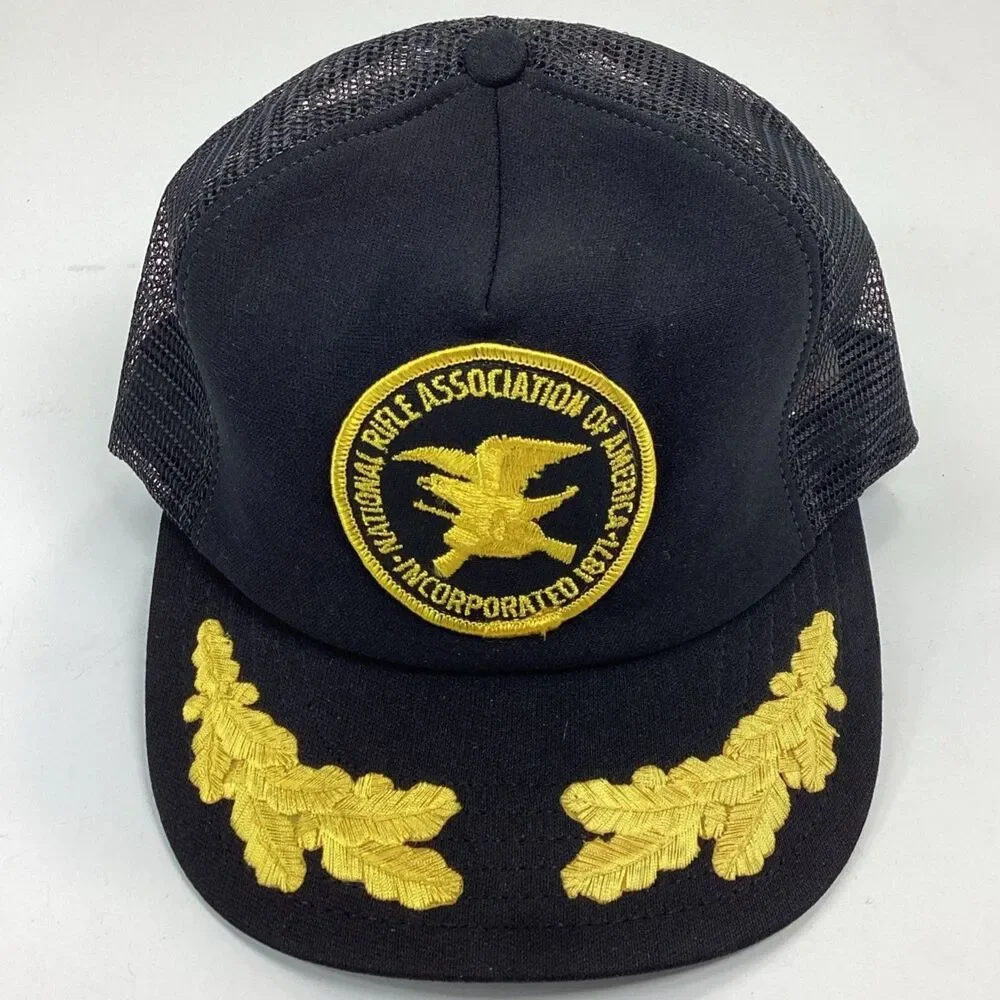 Vintage NRA Black Mesh Trucker Hat Snapback Made In USA One Size